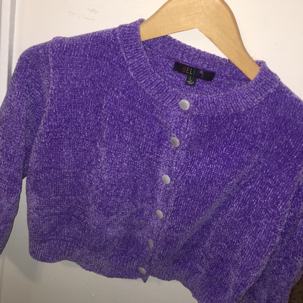 Delia*s cropped Knit purple sweater US size L